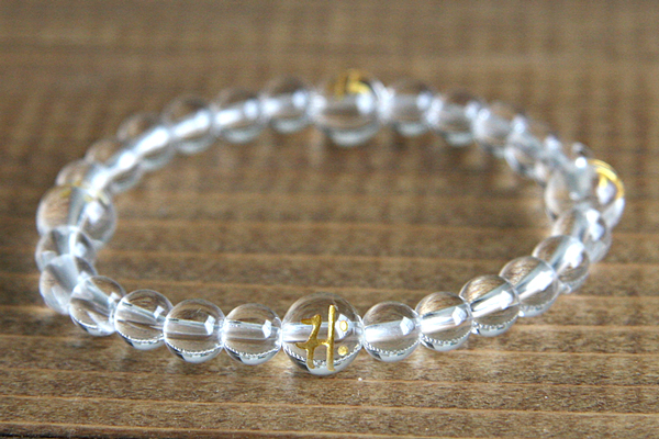 梵字（水晶）パワーストーンブレスレット（水晶6ミリ玉＋梵字8ミリ玉）【午年】